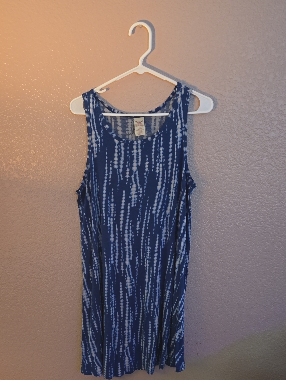 Faded Glory Navy and White Tie-Dye Sleeveless Mini Dress